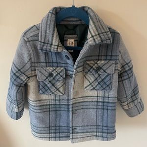 Brand new (without tags) blue plaid coat for 2t